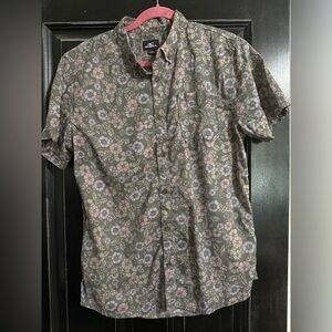 O'Neill Grey and pink men’s button Down floral Shirt size large